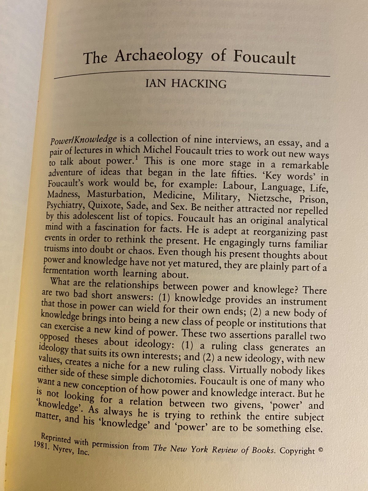 Foucault : A Critical Reader 1986 paperback VGC