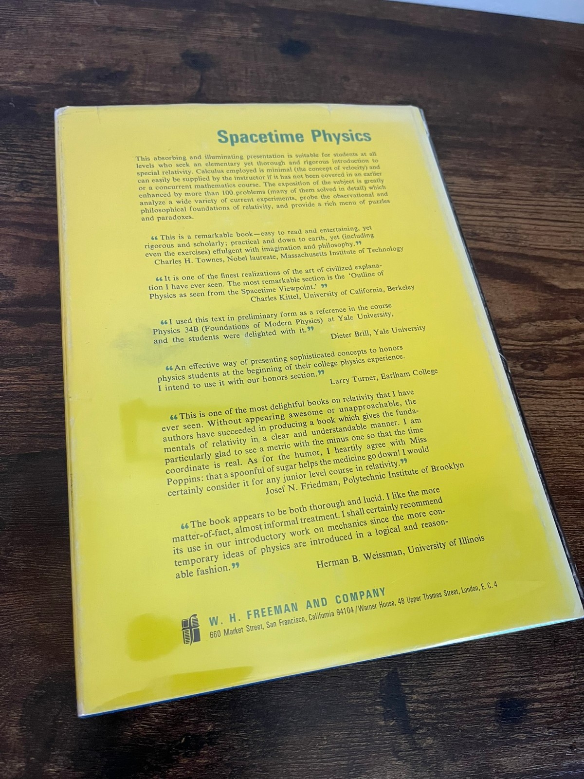 Spacetime Physics by Edwin Taylor & John Wheeler – 1966 Hardcover DJ 1st Edition