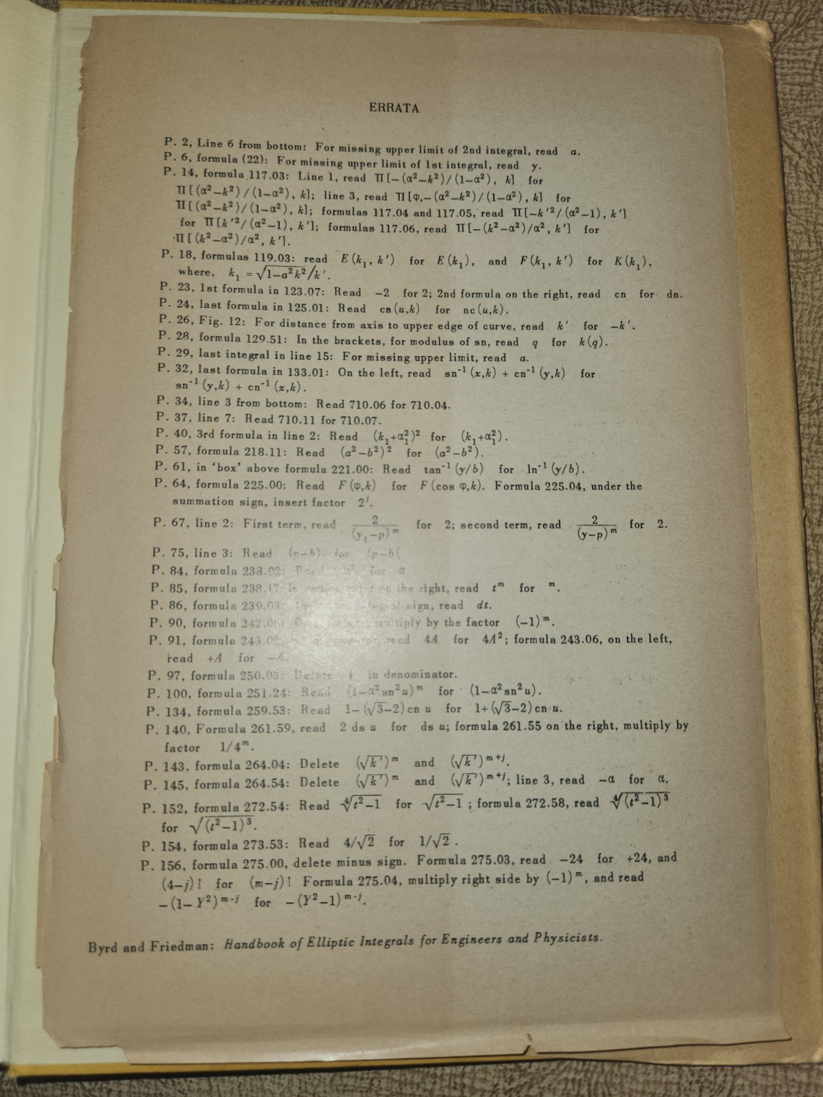 Handbook of Elliptic Integrals for Engineers and Physicist – 1954 Hardcover