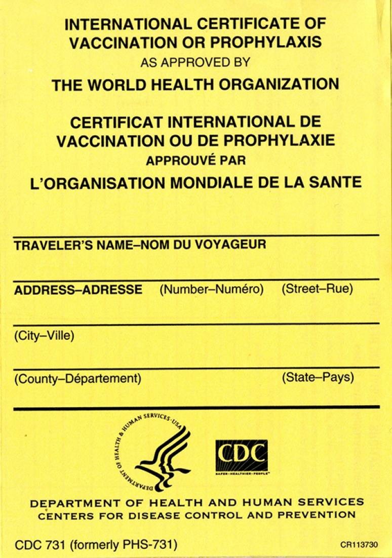 International Certificate of Vaccination or Prophylaxis (ICVP) – Yellow Fever