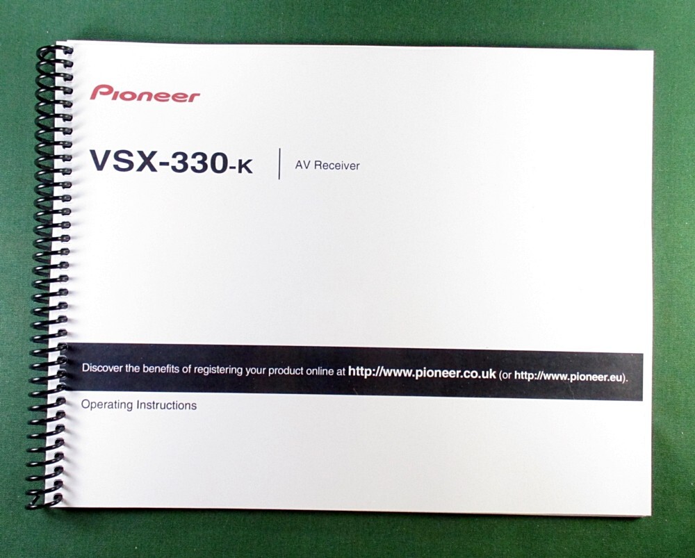 Pioneer VSX-330 Instruction Manual: Full Color 36 Pages & Protective Covers