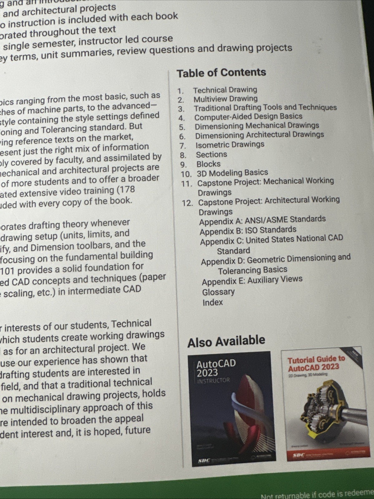 Technical Drawing 101 With Autocad 2023 : NO ACCES CODE USED ONLY THE TEXT BOOK