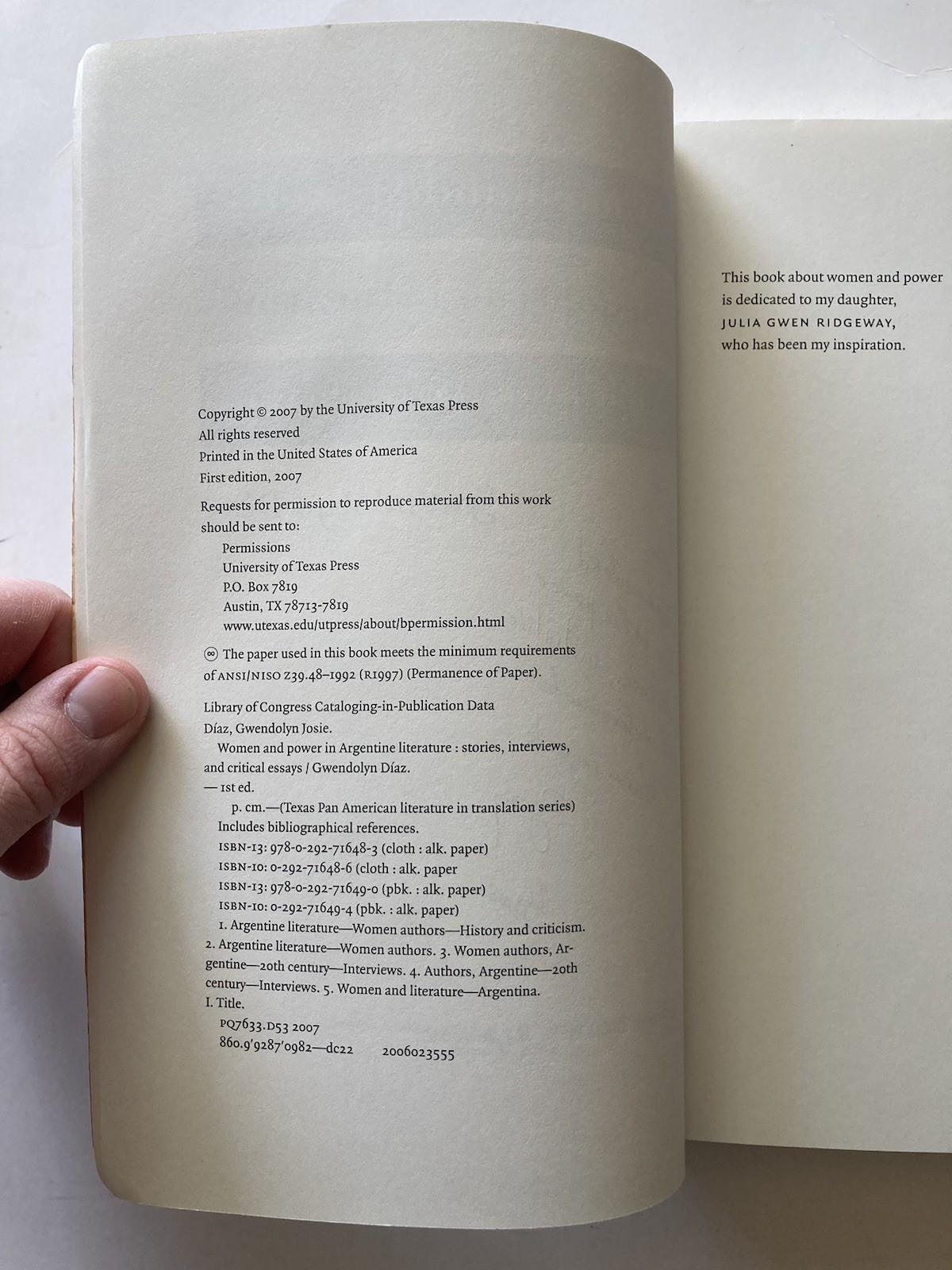 Women and Power in Argentine Literature: Gwendolyn Díaz (2007) | SIGNED