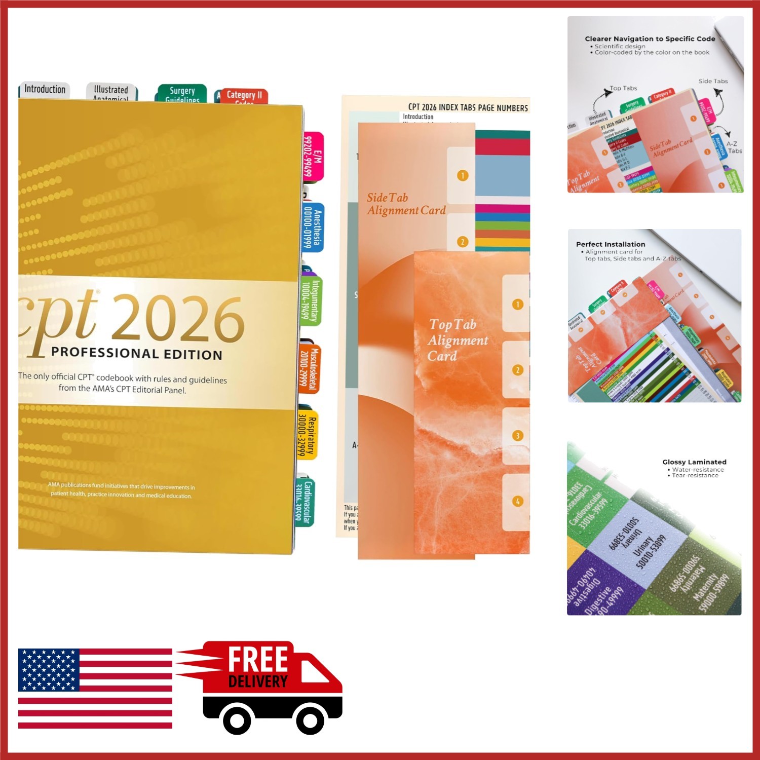 CPT 2026 Code Book Index Tabs Complete Set for AMA Version Professional Edition