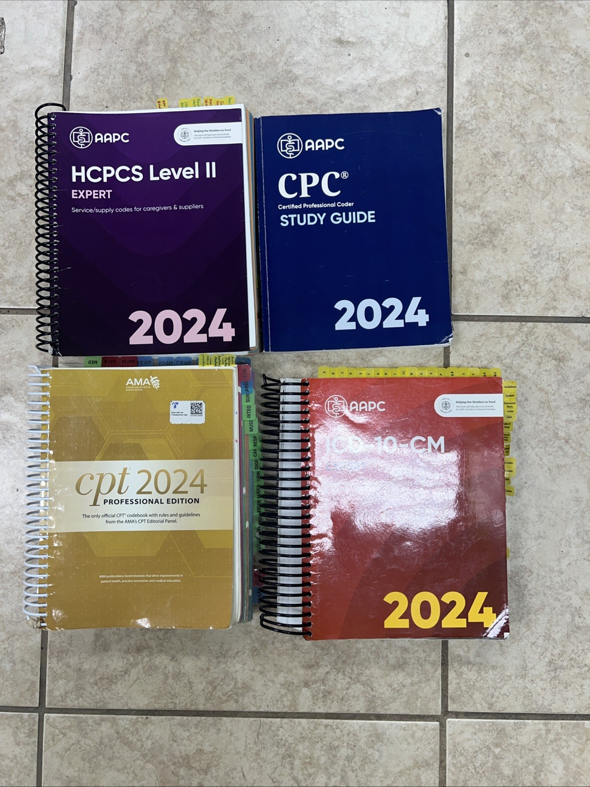 2024 AAPC AMA Study Tabs: ICD-10-CM Expert 2024, CPT 2024, HCPCS Level II 2024