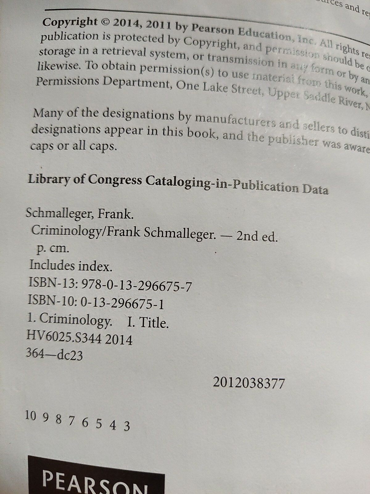 Criminology by Frank J. Schmalleger (2012, Trade Paperback)