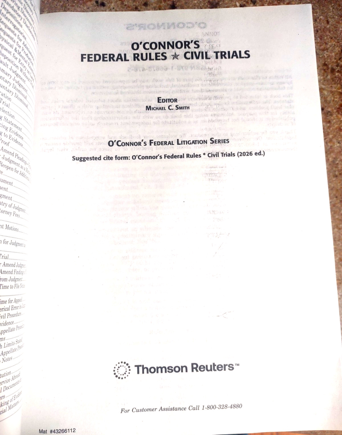 2026 O’Connor’s Federal Rules CIVIL TRIALS 2026 NEW Thomson Reuters