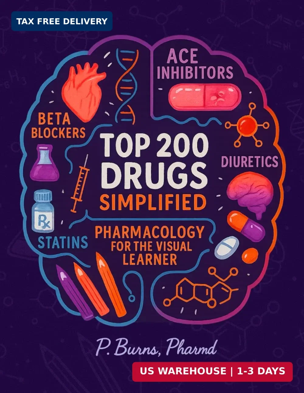 Top 200 Drugs Simplified Pharmacology Coloring Book & Study Guide Over 300+ p..