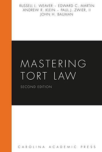 Mastering Tort Law (Carolina Academic Press Mastering Series) – Paperback – GOOD