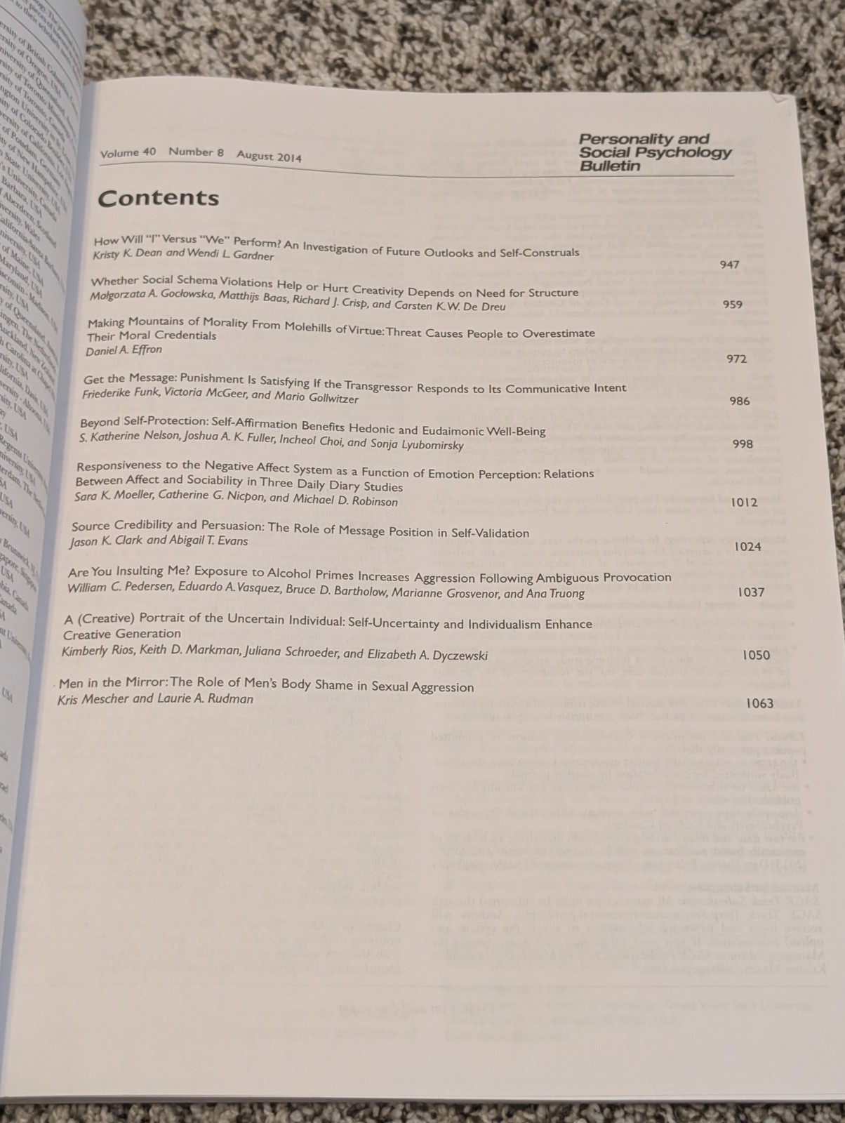 Personality and Social Psychology Bulletin, August 2014, Volume 40, Number 8