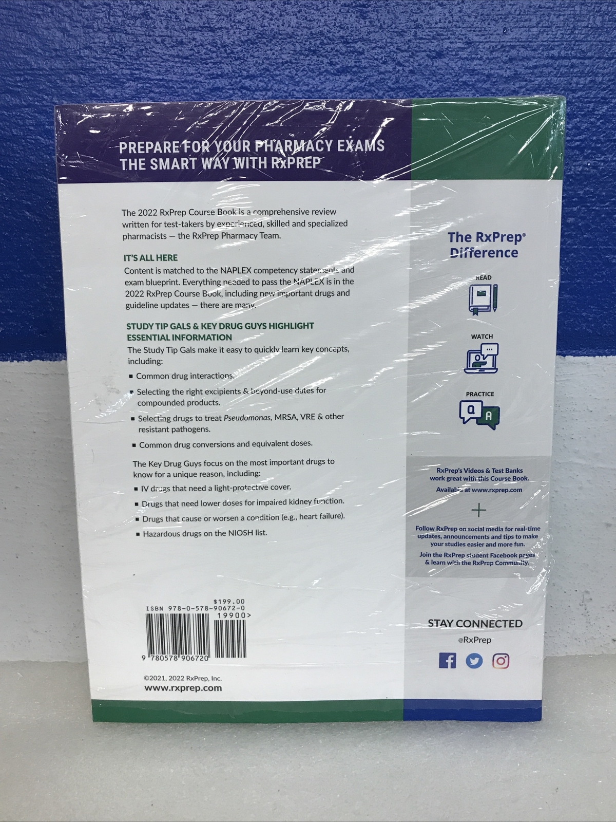 RXPrep 2022 NAPLEX Coursebook Study Guide Pharmacist Exam Training Book New