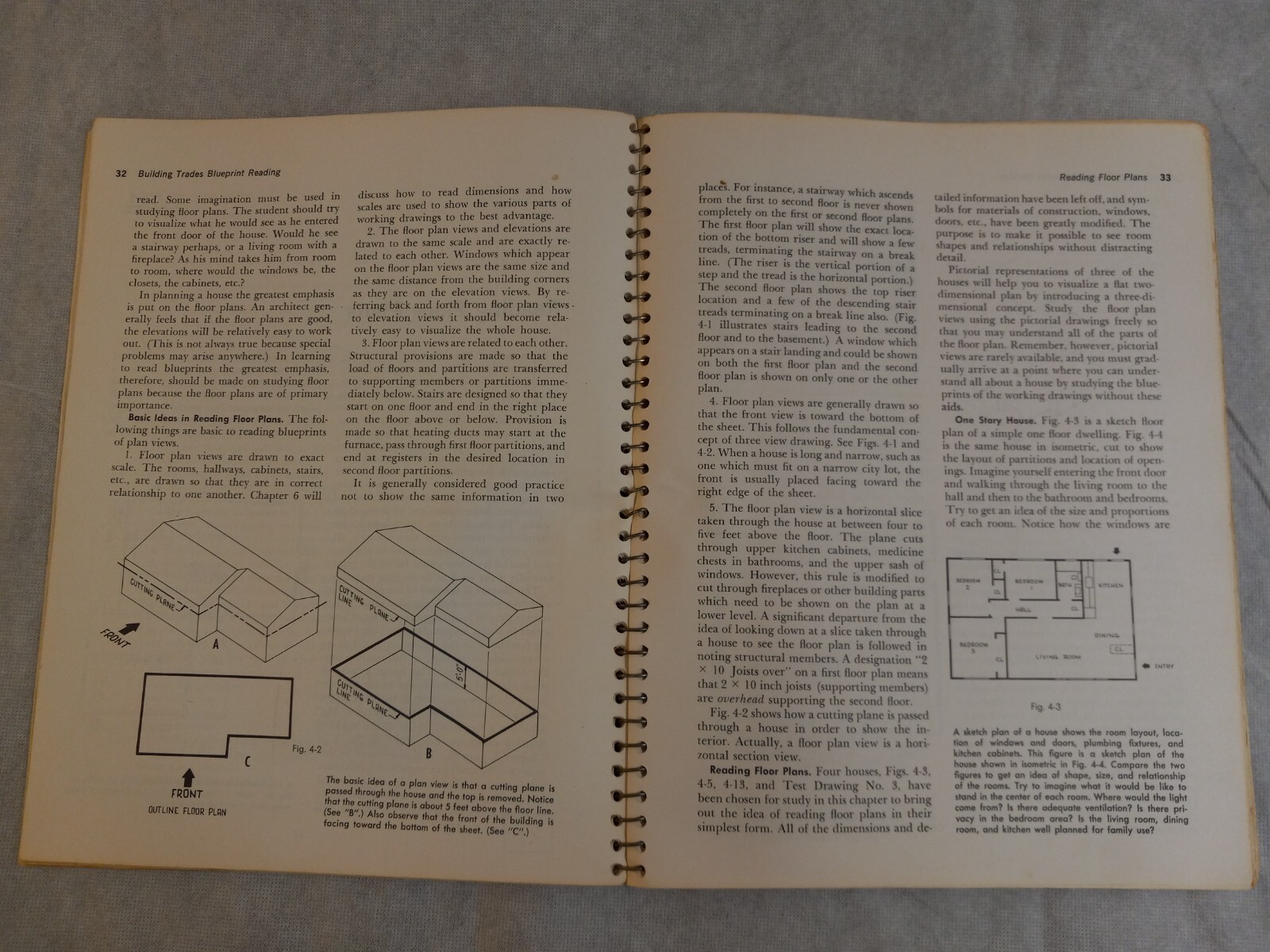 1972 BUILDING TRADES BLUEPRINT READING 5th Ed Paperback Book by ELMER W SUNDBERG