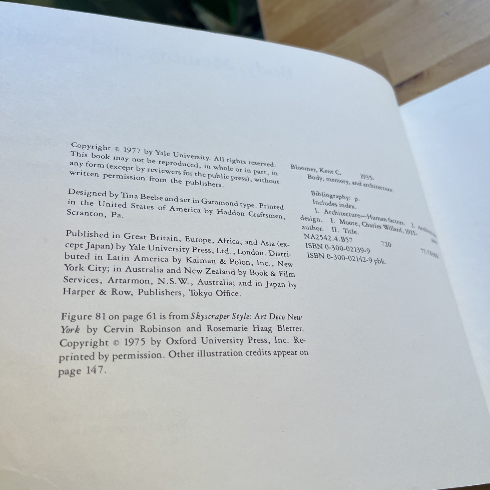 Body, Memory, and Architecture – Kent C Bloomer, Yale University Press 1977