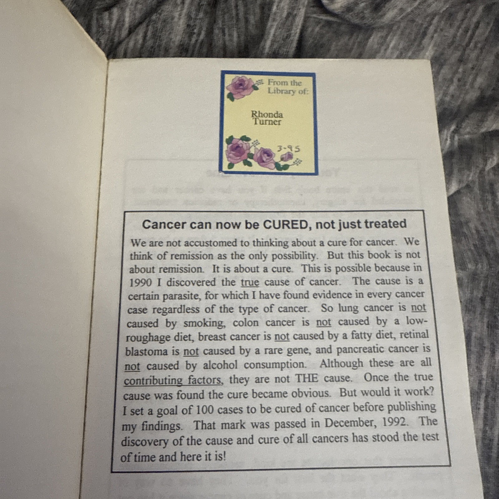 The Cure for All Cancers with 100 Case Histories by Hulda Regehr Clark Ph.D 1993