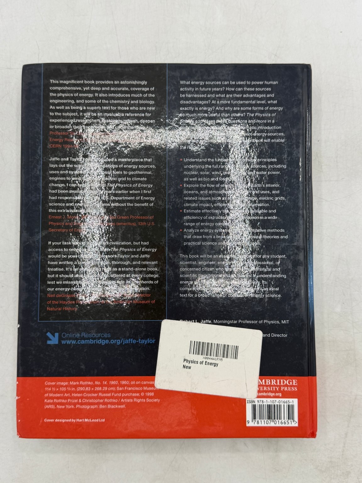The Physics of Energy Jaffe Taylor 2018 Hardback Cambridge Science Textbook