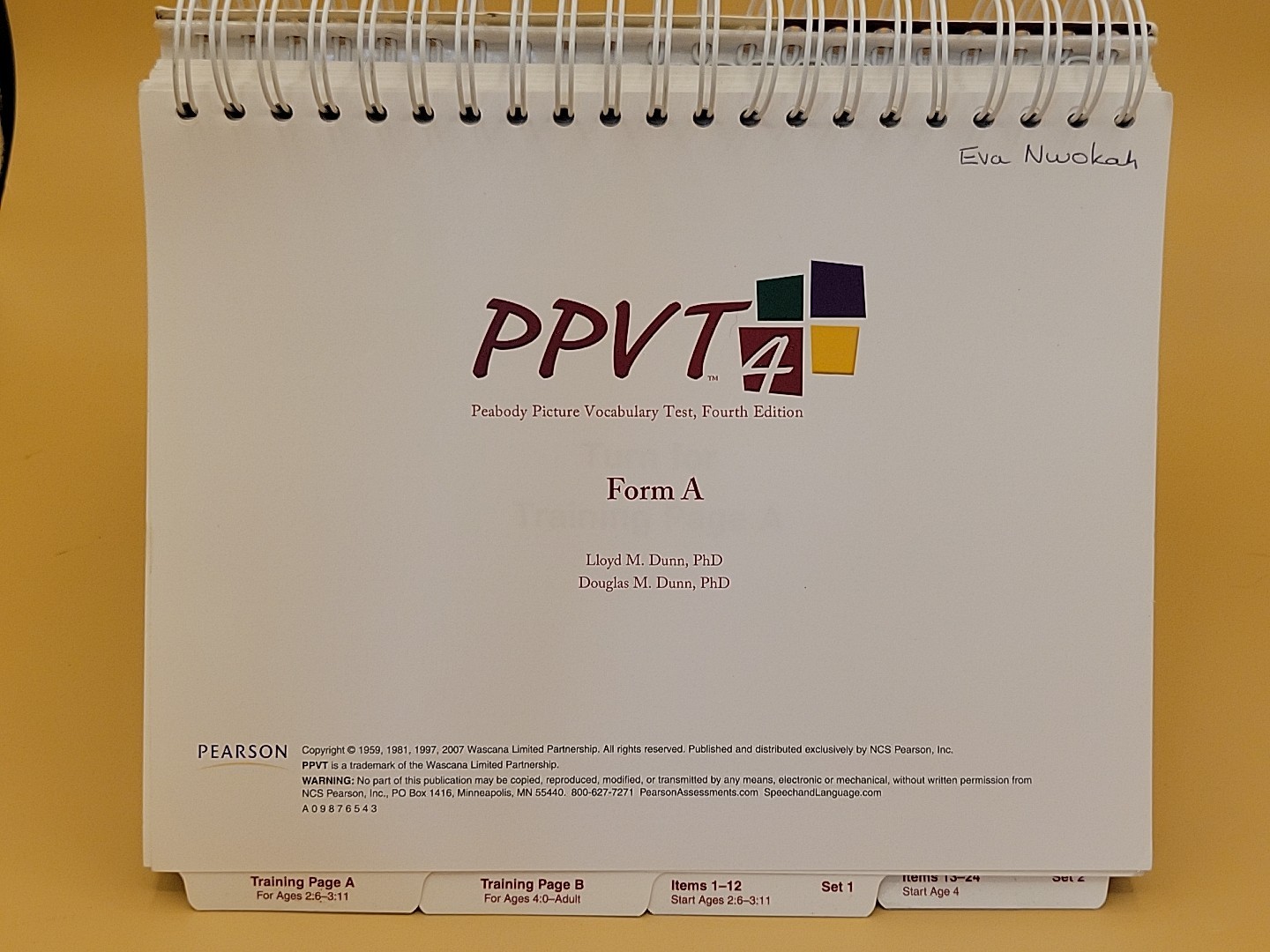 PPVT 4th Edition, Peabody Picture Vocab Test Form A – USED