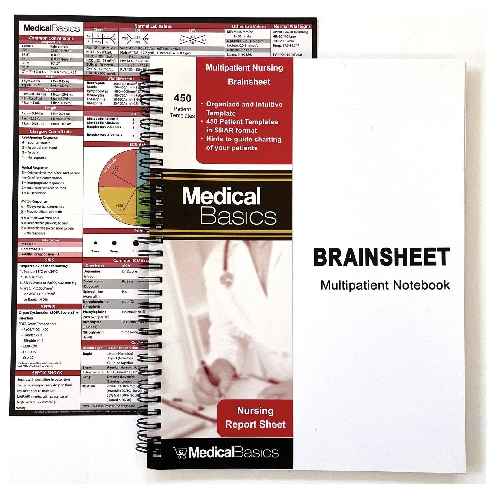 Nursing Brain Sheet Multiple Patient Notebook – Nurse and CNA Report Sheet – …