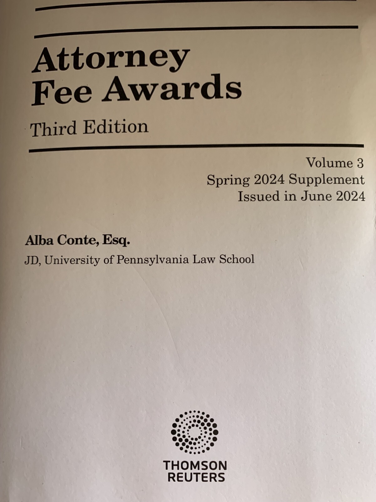2024 Attorney Fee Awards SUPPLEMENT SET THOMSON REUTERS 9798350255287 ALBA CONTE