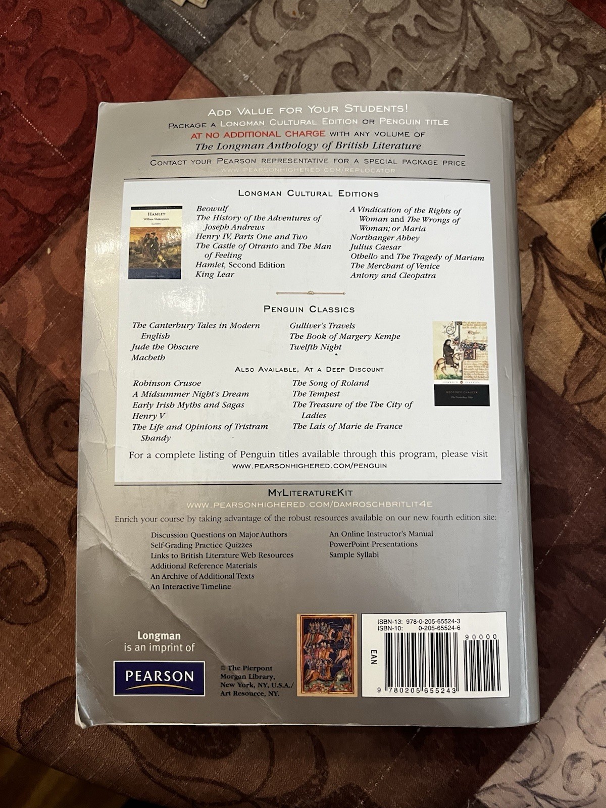 The Longman Anthology of British Literature Vol 1 4th Ed 2010 PB Pearson