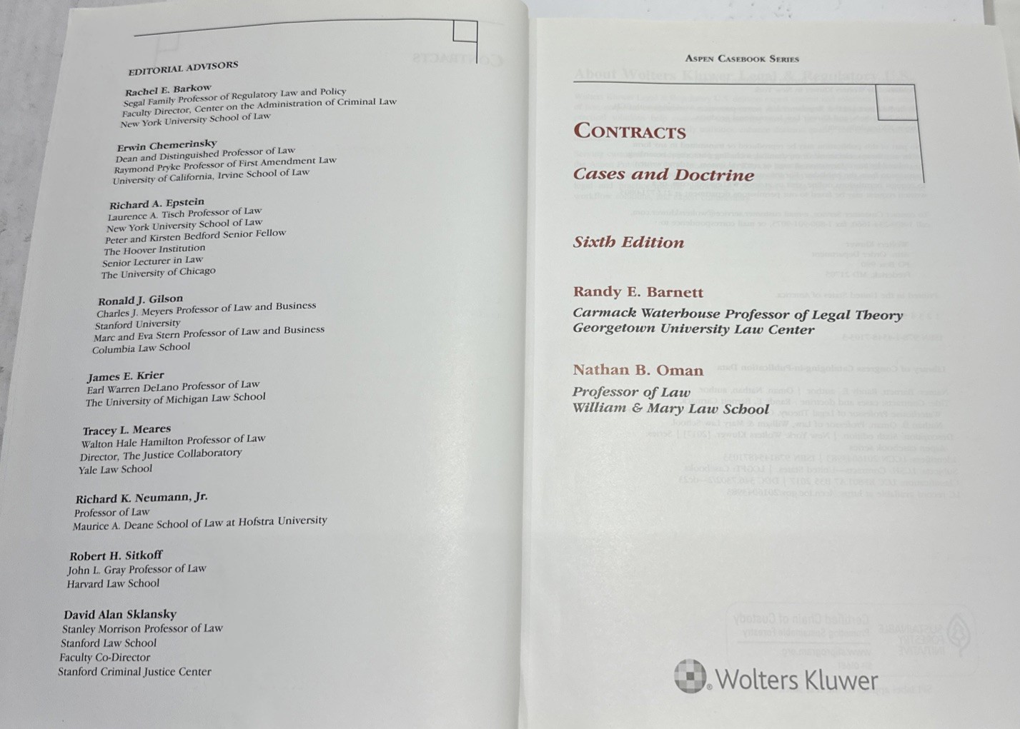 Contracts Cases and Doctrine C – very good
