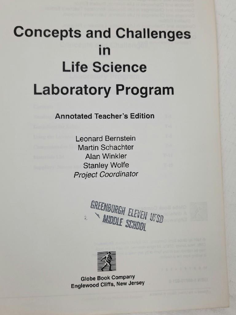 Concepts &Challenges Life Science Laboratory Program Teacher’s Annotated Edition