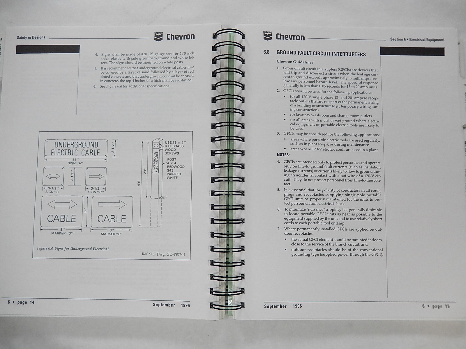 Chevron, Safety in Designs, 1996, Workplace Safety Manual, Ringbound