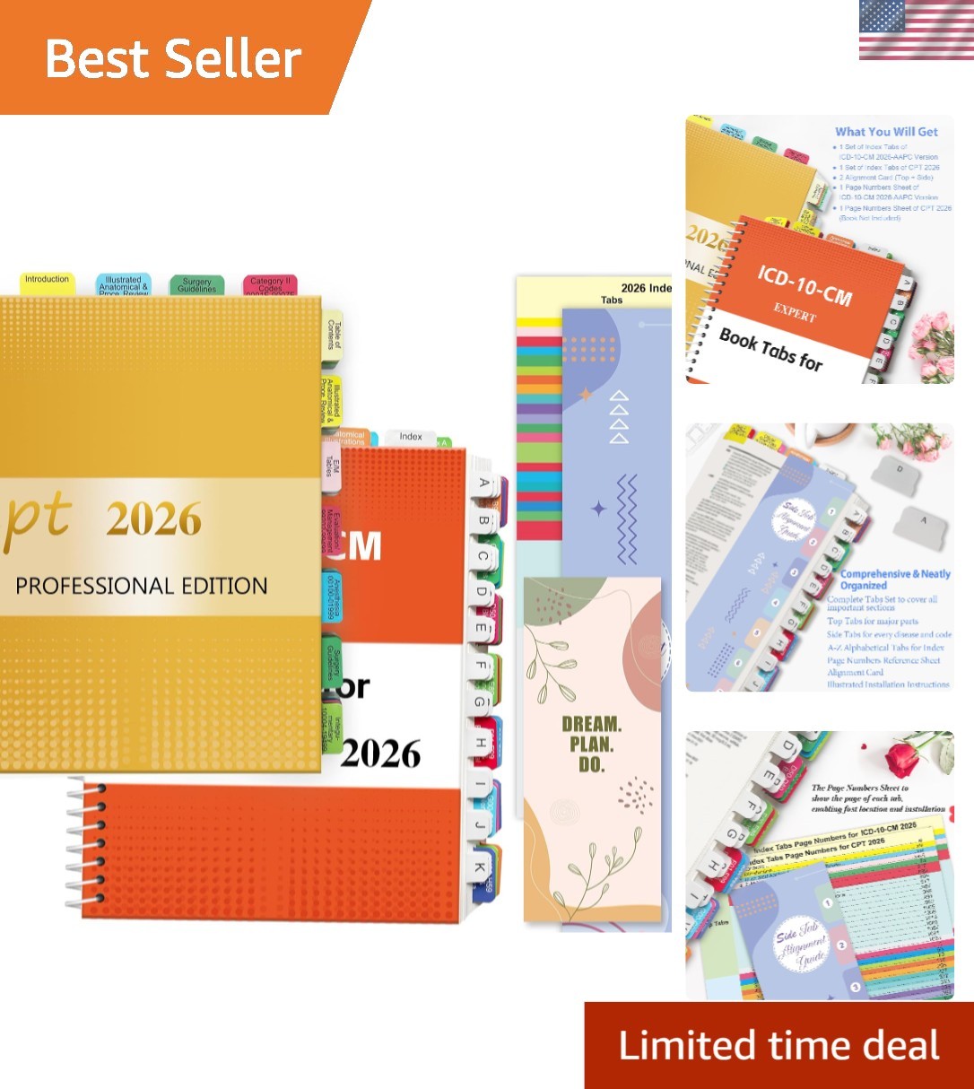 Upgraded CPT 2026 & ICD-10-CM Index Tabs – Color-Coded & Durable Set