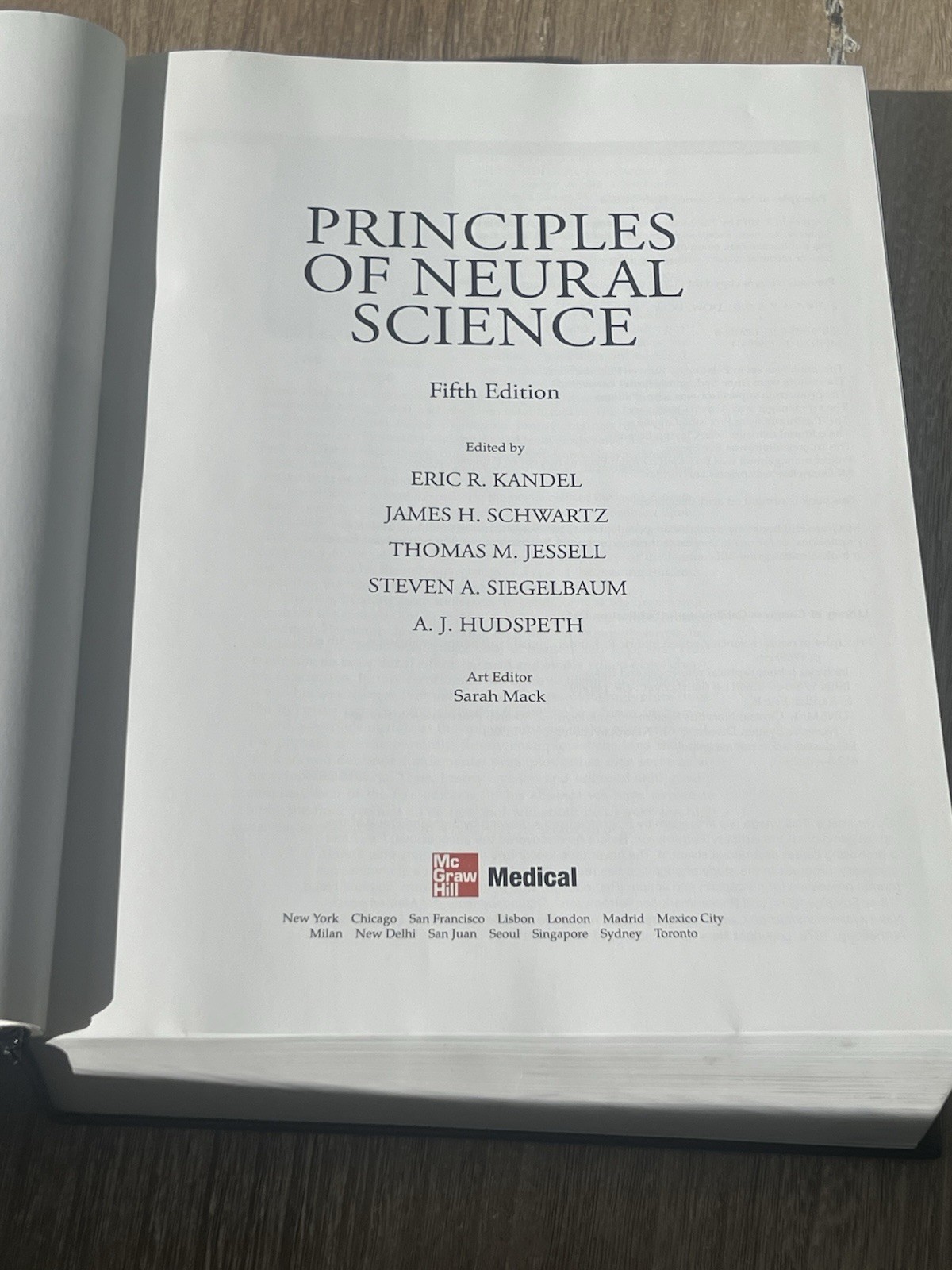 Principles of Neural Science Fifth Edition Thomas M Jessell Eric R. Kandel