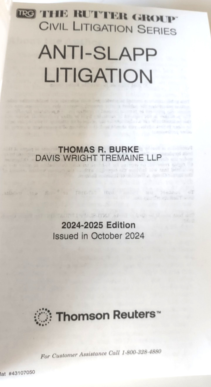 2024-2025 Rutter Group Anti-Slapp Litigation Civil Litigation Series
