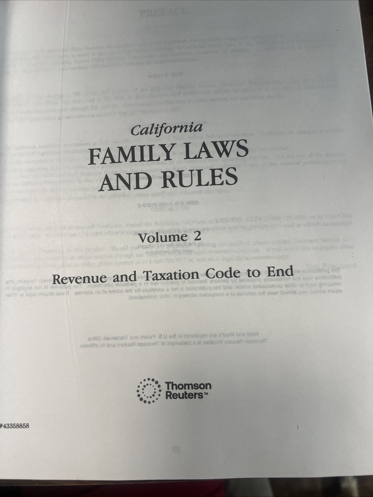Thomson Reuters, California Family Laws and Rules 2026 Desktop Edition,Vol 1-2